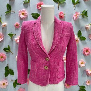 Juicy Couture Pink Tweed Blazer Coquette Balletcore Petite Cropped Y2K Preppy